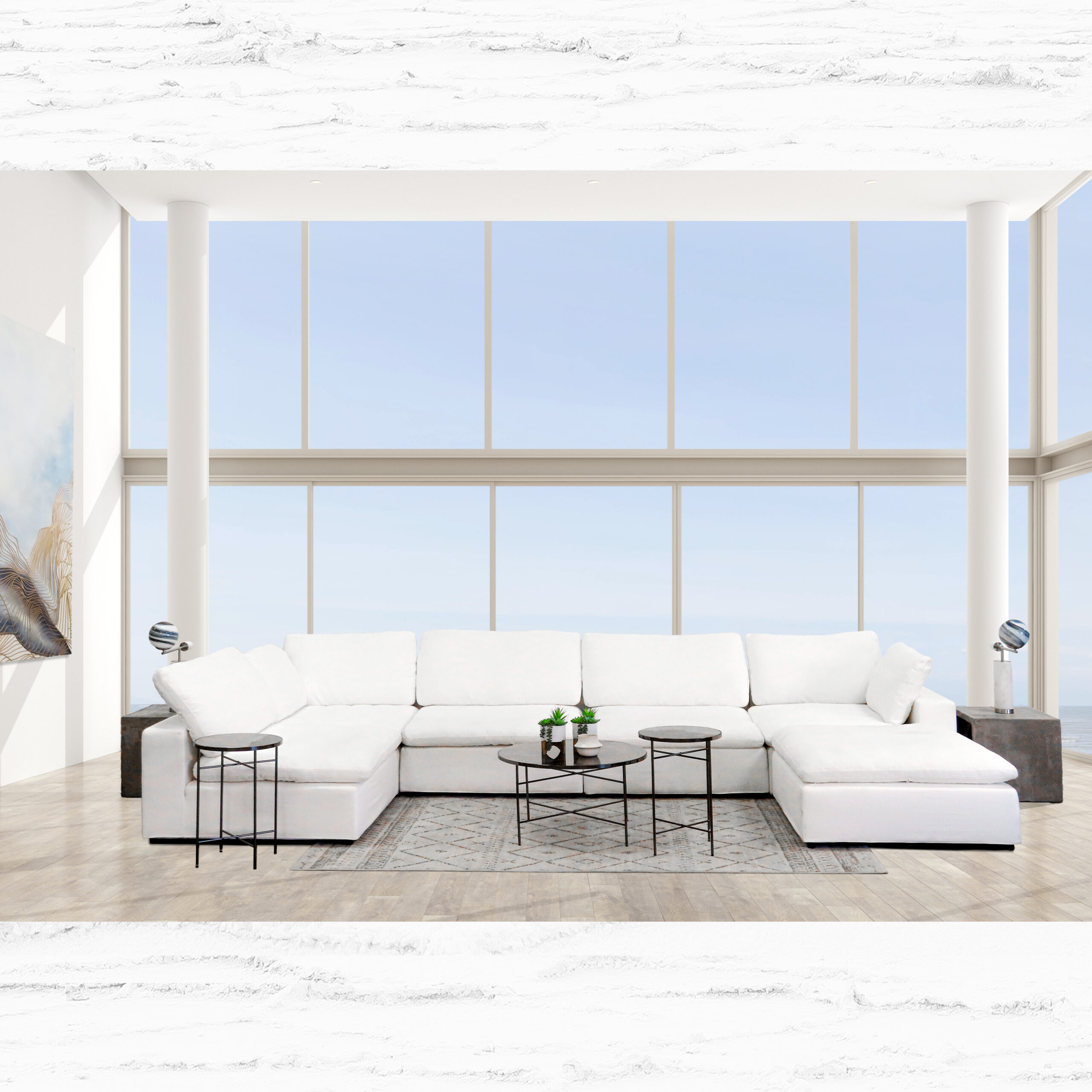 Bliss Luxe White Sectional 4 Seat