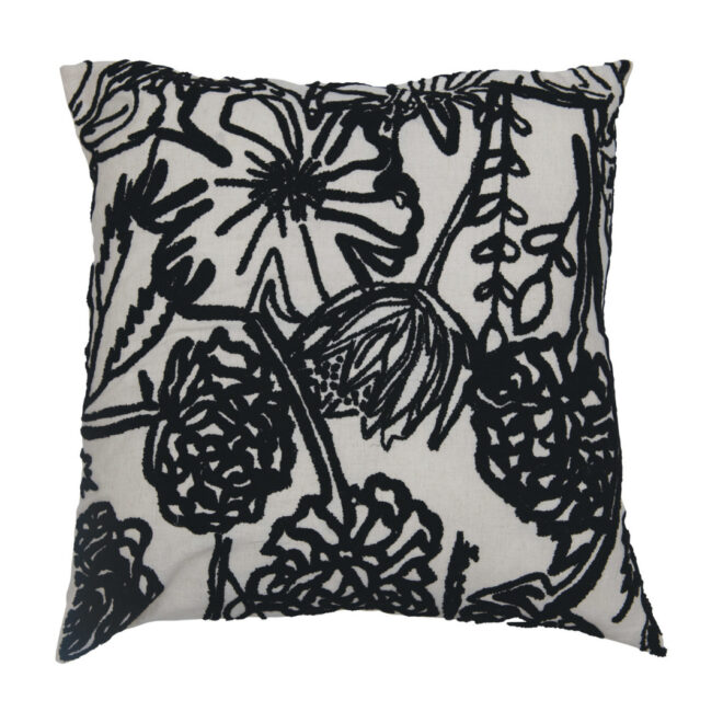 Black and Cream Embroidered Pillow