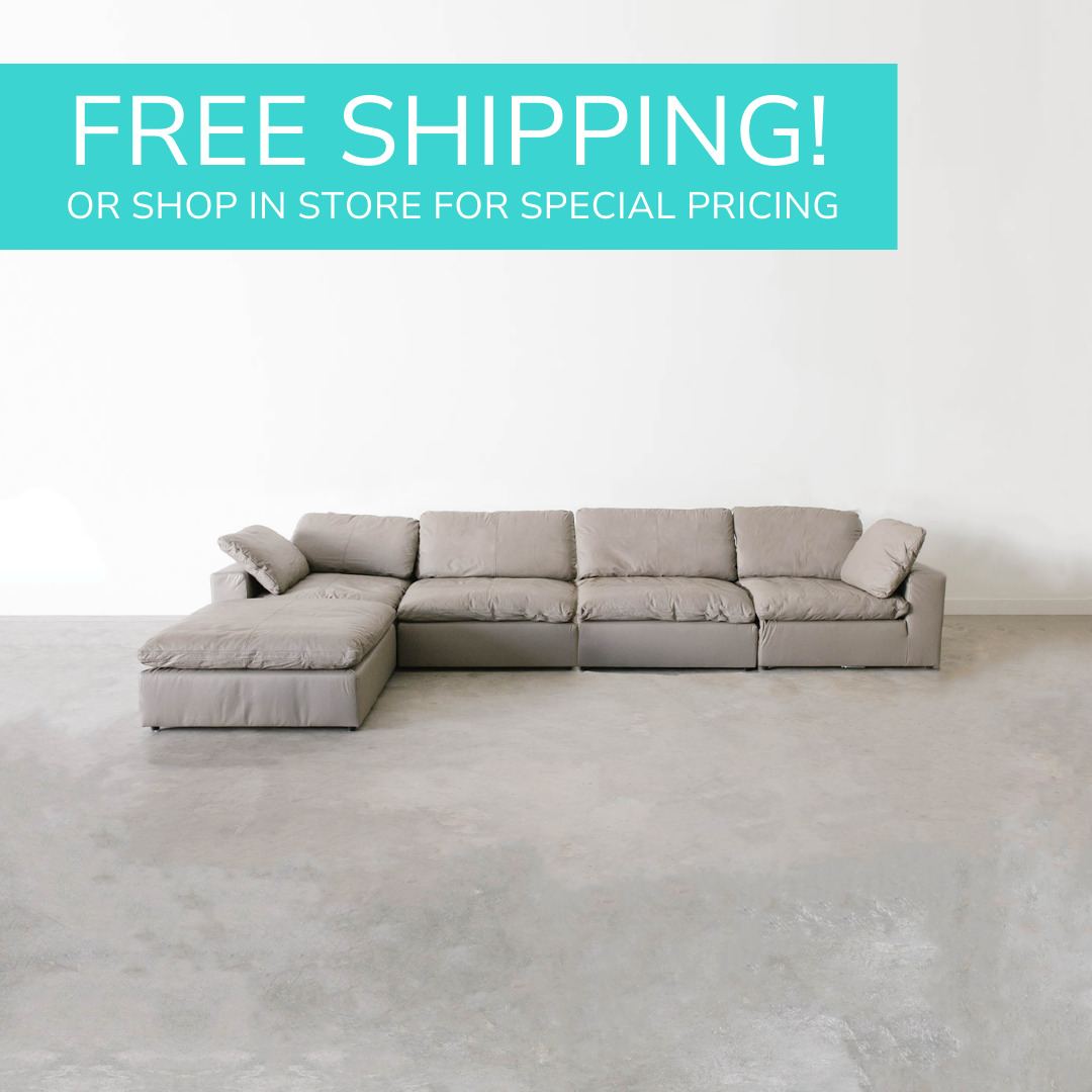 Bliss Luxe Gray Top-Grain Leather Sectional - 5 Seat Configuration -  Wallaroo's Furniture & Mattresses
